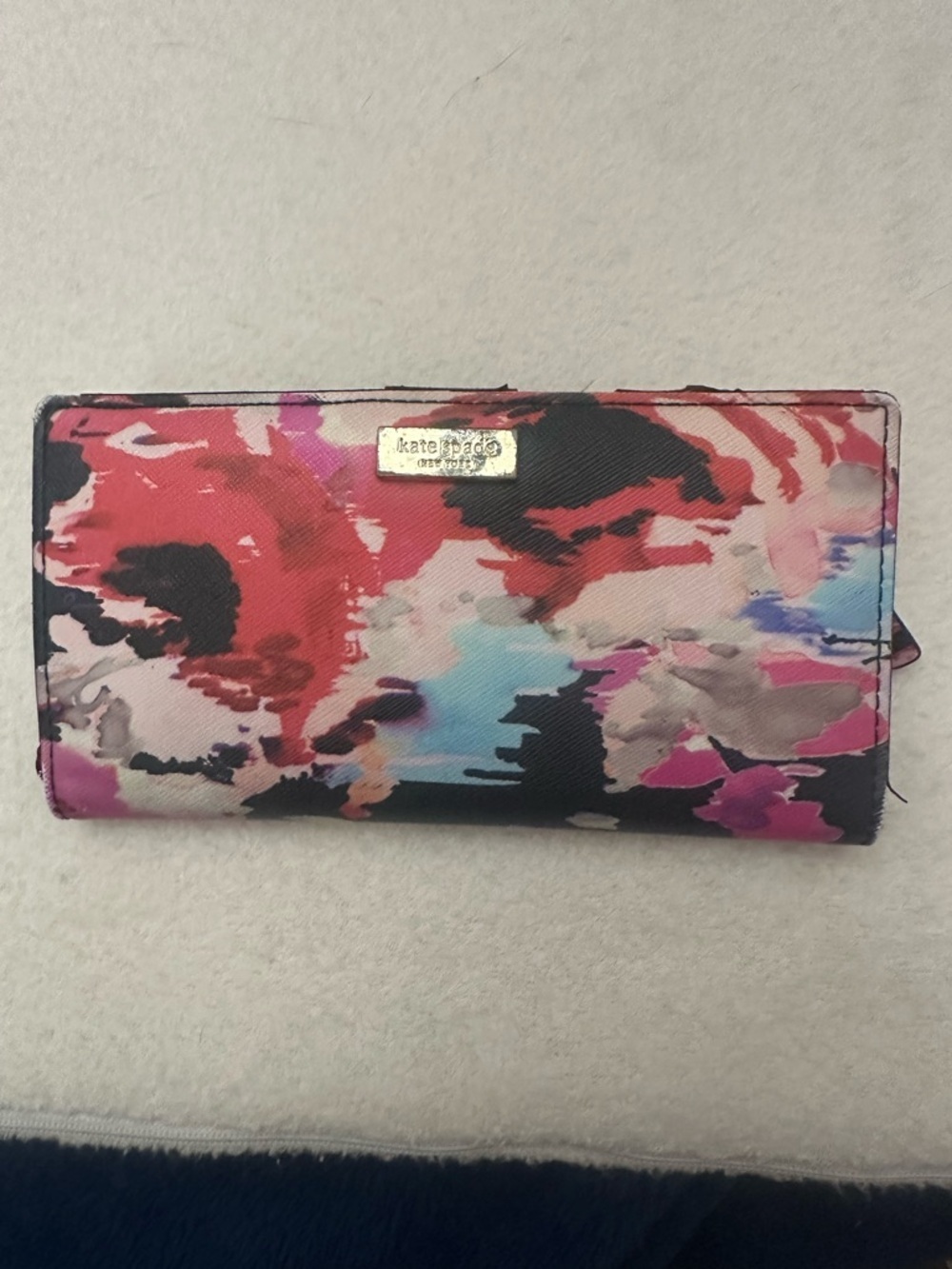 kate spade Floral Watercolor Slim Wallet in Pink, Red, Black & Blue